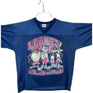 Vintage 1996 Looney Tunes Mesh Shirt Basketball Bugs Bunny Taz Size Large